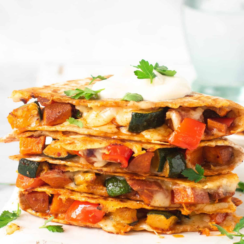 Cheese and Roasted Vegetable Quesadillas – Serves 4