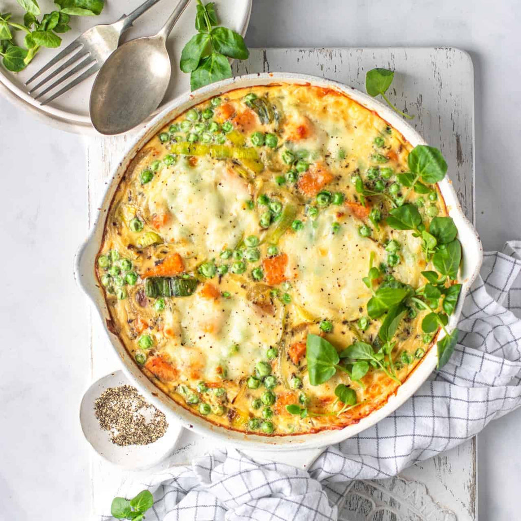 Mozzarella, Sweet Potato & Pea Frittata – Serves 2-3