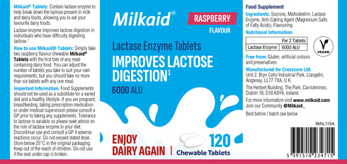 Milkaid Lactase Enzyme Tablets 120's