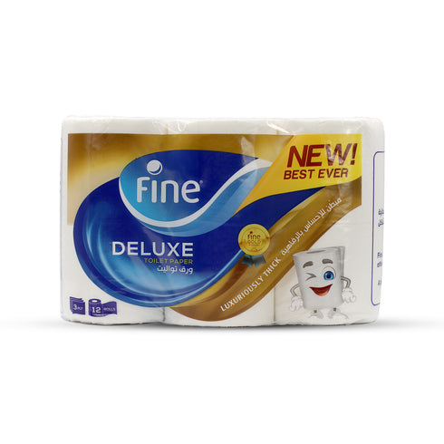 Fine Deluxe Toilet Paper 140 Sheets 3 Ply (12 rolls)